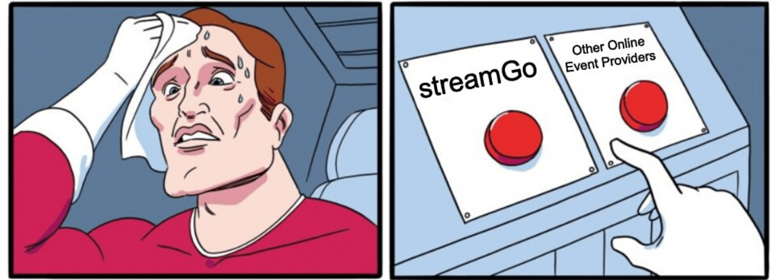 Man choosing between streamGo and other webinar providers