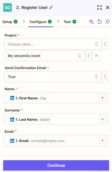 Using Zapier to handle LinkedIn event registrations