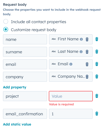 Setting up a HubSpot form automation